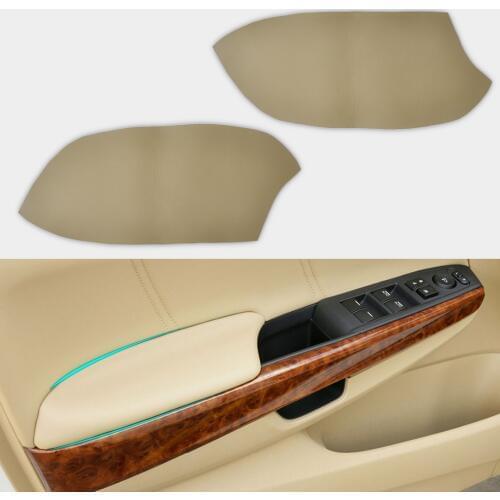 DWCX 1pair New Beige Front Door Panels Armrest Skin Covers Leather For Honda Accord 2008 2009 2010 2011 2012 Car Protection DIY