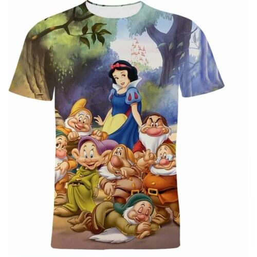 Disney Movie Cartoon Anime Clothes For Boy Girl Kids Snow White and the Seven Dwarfs 3D Summer Casual Men Women T-shirts