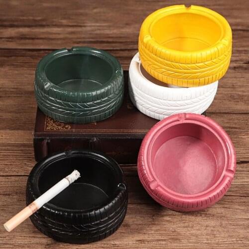 Homelily Retro Distressed Tire Resin Ashtray Creative Home Decoration Accessories Living Room Desktop Portable Round Ash Tray