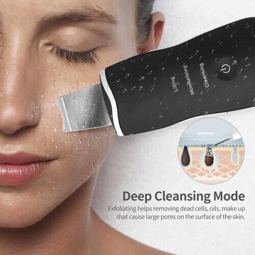 Rechargeable Skin Scrubber Ultrasonic Face Cleaning Peeling Machine Ion Blackhead Removal Facial Pore Cleaner Skin Care Tools