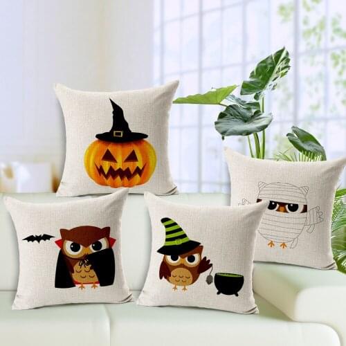 Halloween pillow cover, creative cartoon Halloween Pumpkin owl skull throw pillow case pillowcase wholesale