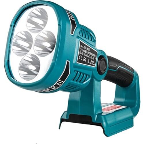 Portable LED Warning Spot Light Work Lamp Flashlight Torch for Makita Bosch 14.4V 18V Li-ion Battery BL1830 BL1430 BAT618 BAT614