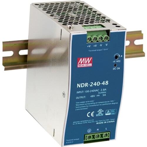 MEAN WELL NDR-240-24 NDR-240-48 DC24V DC48V 240W Single Output Industrial Control System DIN Rail Switching Power Supply