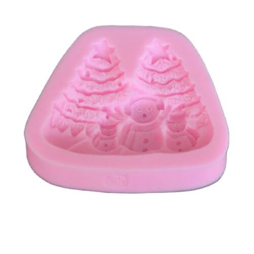 Christmas Tree Snowman Shape Silicone Molds Handmade Soap Mold, Fondant Cake Decoration Sugar Craft Tools Baking Tools D454