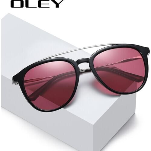 OLEY Brand Retro Mens Glasses Driving Polarized Sunglasses Men And Women Round Fashion Eyewear Gafas De Sol Shades