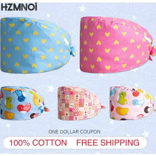 Multicolor Printing Female Nurse Cap Surgeon Surgical Cap Dental Surgical Cap Beauty Salon Chef Dustproof Scrub Cap