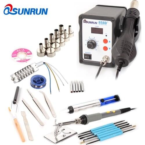 Upgraded Version Digital Display 858D Plus Hot Air Rework Station/Heat Guns with Air nozzle,IC extractor And Other optional kits