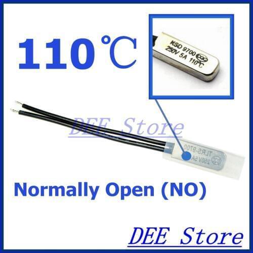 10Pcs/lot 110C Degree Celsius / 230F NO Normal Open Thermal Protector Sensor Thermostat temperature control fuse switch 250V 5A