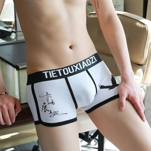 Mens underwear cotton mens boxer shorts boxers mens personality tide youth shorts boys breathable tide shortsT