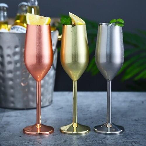 Stainless Steel Wine Tumbler Champagne Cup Cocktail Glass Metal Wine Glass Bar Unbreakable Wine Glasses