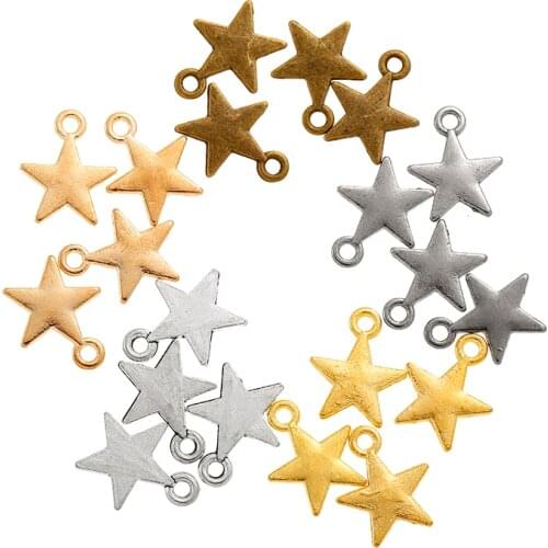 YuenZ 30pcs 3 Color Antique silver color star Charms Pendants for Jewelry Making DIY Handmade Craft 15*12mm L307