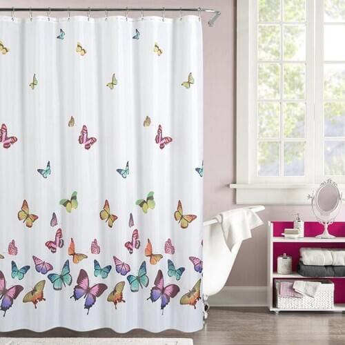 Printed Shower Curtain Polyester Fabric Waterproof Bathroom Bath Curtain Bathing Sheer Cortina with 12 Hooks Bathroom Products