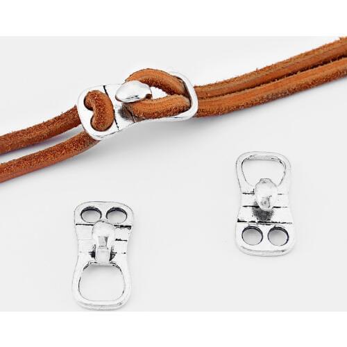 10Sets Double Holes Hook Clasp Bracelet Finding For 5mm Round Leather Cord Jewelry Accessories