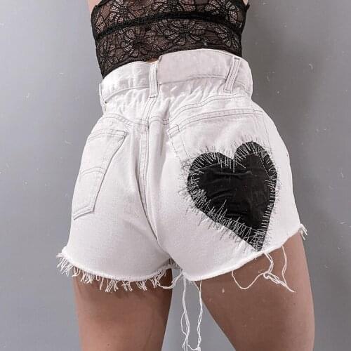 Women Sexy Harajuku Mall Goth Streetwear High Waist Shorts Heart Patchwork Embroidery Fashion Punk Grunge Shorts y2k outfit 2021