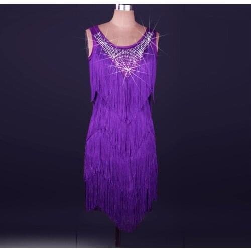 Lady Latin Dance Competition Tassel Dress Female Dress Hand Made Diamond Dance Performance Dress Tassel Rumba Costume D-0168