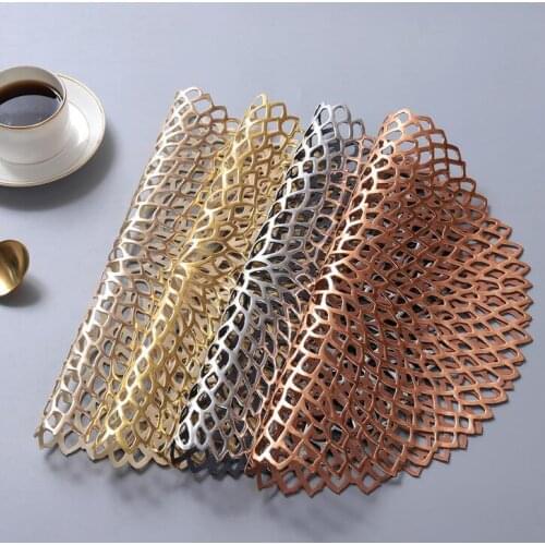Gold Silver Hollow Table Mat Dining Kitchen Coffee Table Pads Plate Bowel Mug Coaster Table Wedding Decoration & Accessories