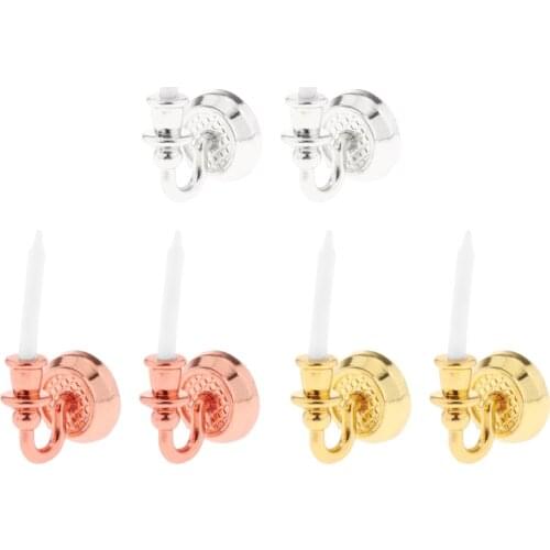 1 Pair 1/6 1/12 Dollhouse Candle Holder Decor Children Toys Birthday Gifts