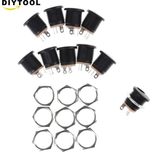 10PCS DC-022 5.5-2.1 Round hole screw nut DC power socket /outlet /jack good quality and ROHS