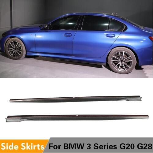 2pcs For BMW 3 Series M Sport G20 G28 2019 - 2020 Side Skirts Extension Lips Door Spoiler Body Kit Black Car Accessories