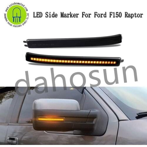2Pcs Dahosun Dynamic LED Turn Signal Lights Compatible with Ford F150 2009-2014 / Raptor 10-14 Flowing Side Marker Lamp