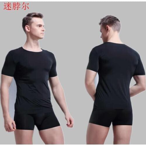 2017 Seamless underwear male summer thin ice silk vest men stretch tight-fitting T-shirt t shirt men M-XXL