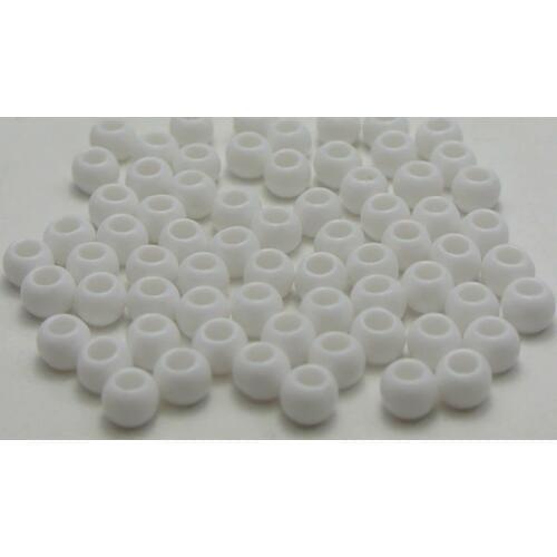 500 White Color Acrylic Round Pony Beads 6X4mm for Kids Craft Kandi Bracelet