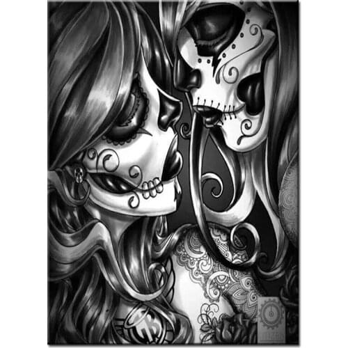 Custom photo diamond painting Skull Kiss woman diamond embroidery sale 5 d diy full square round drills art mosaic,Lover A2003