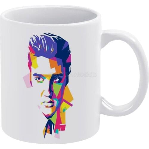 Elvis Presley White Mug Coffee Mugs Girl Gift Tea Milk Cup Mugs Elvis Music and Roll Pop Culture Pop Art Elvis Presley Celebrity