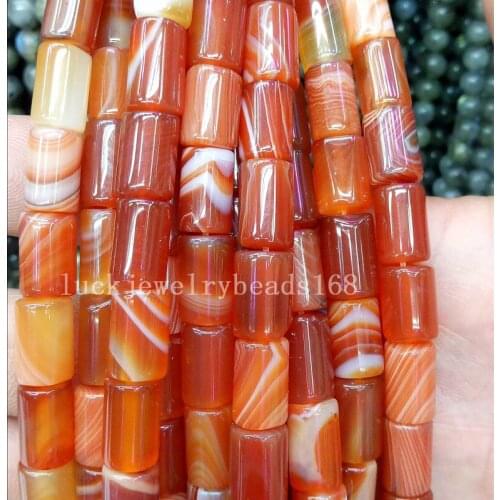 Free Shipping Fashion Jewelry 8x12mm Beautiful Red Veins Stripes Carnelian Barrel Loose Beads 15.5" FG6918
