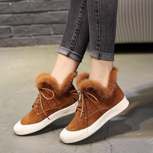 Snow boots 2021 Hot Winter Fashion Women Warm Snow Boots Womens soft flat heel lace-up ankle boots Female Winter Shoes