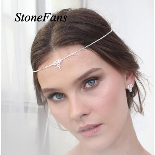 Stonefans Rhinestone Chain Bling Zircon Crystal Forehead Chain for Women Luxury Jewelry Bridal Headwear Wedding Hair Accessories