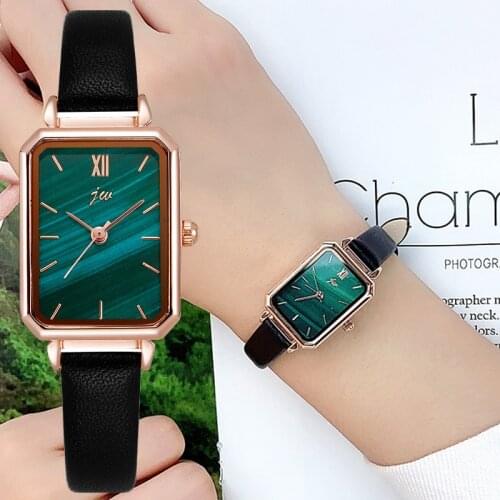 Reloj Mujer Quartz Wristwatch Ladies Luxury Green Dial Womens Bracelet Watches Leather Casual Analog Clock Square Watch Women