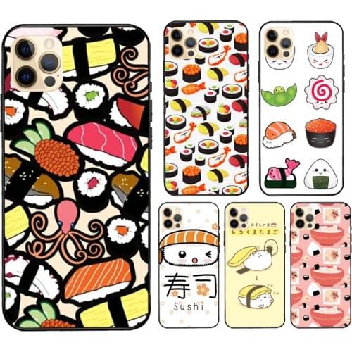 Sushi Maki Rice Kitchen Food Cute Case For iPhone 12 Pro Max mini XS XR SE 2020 6S 7 8 Plus Coque For iPhone 11 Pro Max