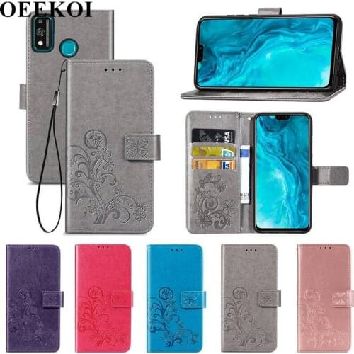 OEEKOI Four Leaf Clover PU Leather Wallet Flip Cover Case for Huawei Honor 9X Lite