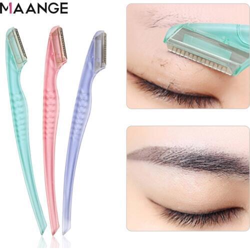 MAANGE 3pcs/pack Colorful Eyebrow Trimmer Makeup Knife Eyebrow Blades Face Hair Removal Safe Scraper Shaver Makeup Beauty Tools