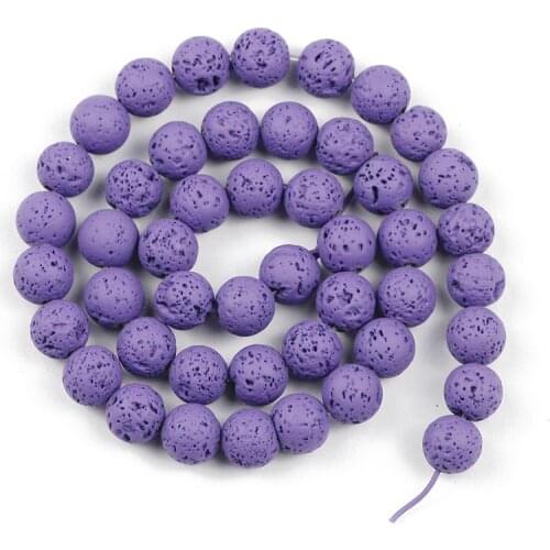 Purple Rubber Paint Volcanic Natural Lava Stone Beads 4/6/8/10/12MM Round Spacer Loose beads for Jewelry making DIY bracelet