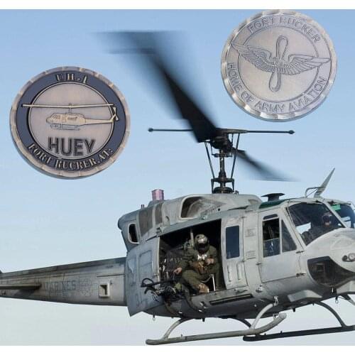 Huey Helicopter UH-1 Ft. Rucker Alabama Army Chopper Challenge Coin