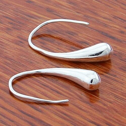 Hot 925 Sterling Silver Smooth Water Drop Earrings For Women Lady Gift Fashion Charm High Quality Wedding Jewelry Accessories