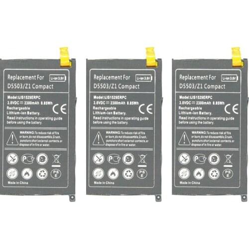 ITopZea 3pcs/lot 2300mAh / 8.85Wh LIS1529ERPC Replacement Li-Polymer Battery For Z1 mini D5503 Z1 Compact M51w
