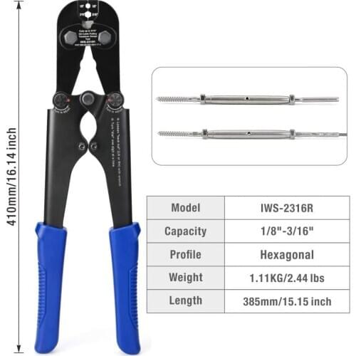 IWS-2316R Cable traction tensioning tool Multifunctional cable railing fitting swager tool stainless steel wire rope tensioner