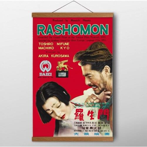 Solid Wood Scrolls Painting Movie Rashomon Japanese Classic Poster Canvas Wall Art Silk Prints For Living Room Decor