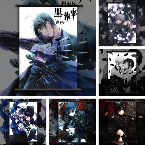 WTQ Canvas Painting Anime Posters Black Butler Sebastian X Ciel Phantomhive Anime Manga Wall Art Picture Room Decor Home Decor