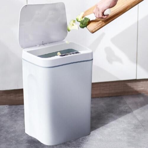 Creativity Intelligent Garbage Bin With Cover Fully One-key Open Automatic Sensing Trash Can For Home Office Kitchen
