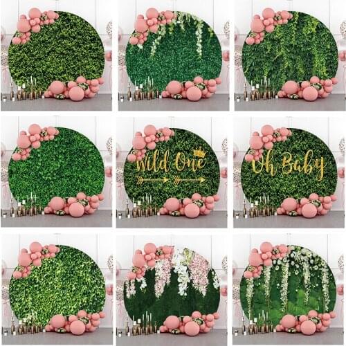DAWNKNOW Round Circle Elastic Photography Background Backdrop Grass Wedding Adult Baby Birthday Party Decoration Photo Studio