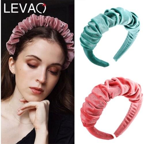LEVAO Very Shine Hairband Pleated Velvet Padded Headband Warm Sponge Stylish Hair Accessories Hair Band Europe America Winter