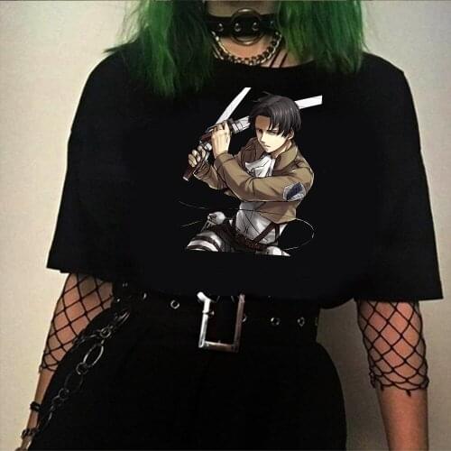 2021 Hot Japanese Anime attack on titan Mikasa Ackerman Harajuku Summer Fashion Short-sleeve Male T-shirt