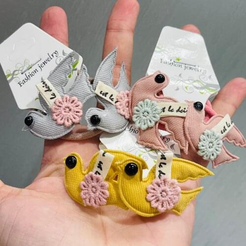 2Pcs Cute Animals Cotton Bird Cartoon Headwear Kids Elastic Hair Bands Baby Headdress Children Ropes Girls Accessories