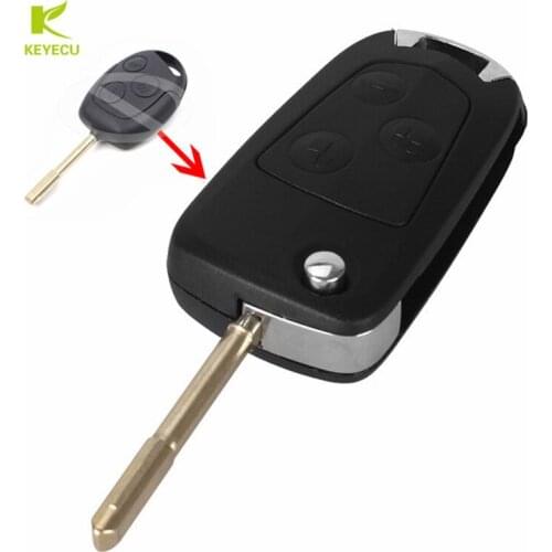 KEYECU Modified Flip Shell Remote Key Case Fob 3Button for Ford Mondeo Fiesta Focus Ka 2002-2007, Transit Connect 2010-2012