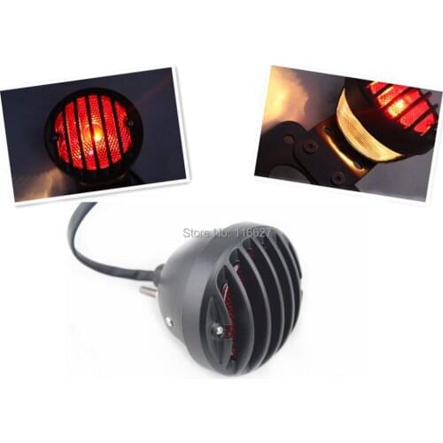 MOTORCYCLE BLACK RETRO GRILLE STOP BRAKE TAIL LIGHT for HARLEY HONDA KAWASAKI SUZUKI YAMAHA BOBBER CHOPPER CUSTOM