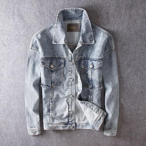 Men Jackets Gray Color Classical Denim Jacket Korean Style Fashion Streetwear Campus Boyfriend Casual Coats Bomber Jackets